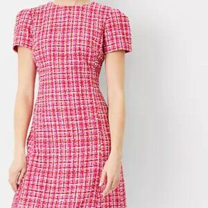 Ann Taylor Tweed Dress, Size 12, Pink
